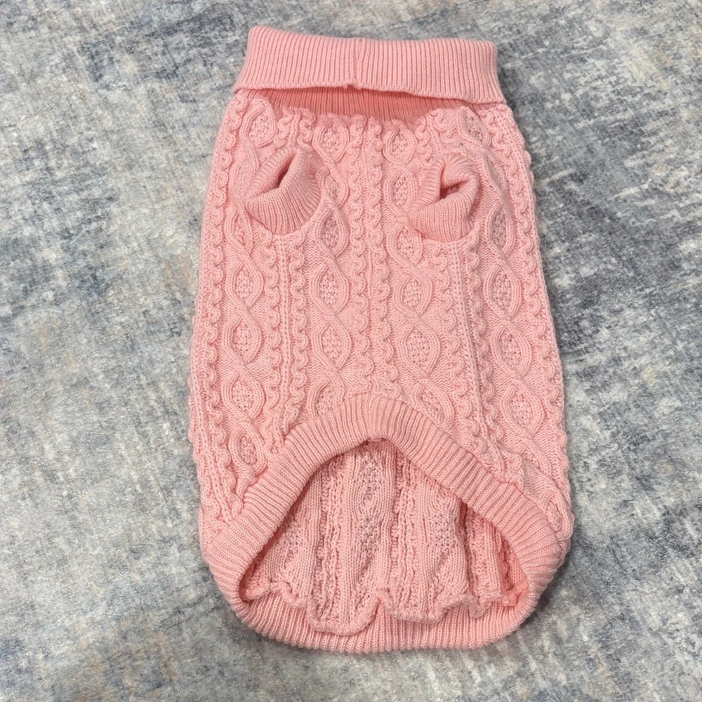 Dog sweater Pink Cable Knit Pet Sweater